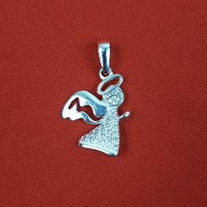 Women Solid 925 Sterling Silver Angel Pendant with zirconia stones‎